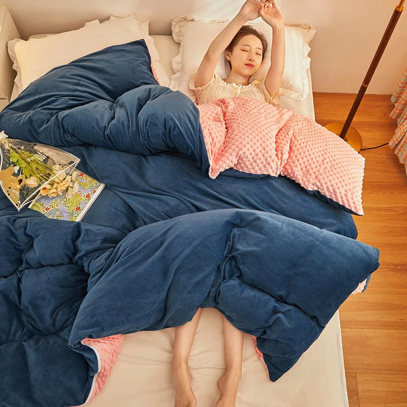 Luxury Coral Fleece Duvet Cover Winter Warm Thicken Bedclothes Single Double Twin Queen King Size Bed Comforter Quilt Cover