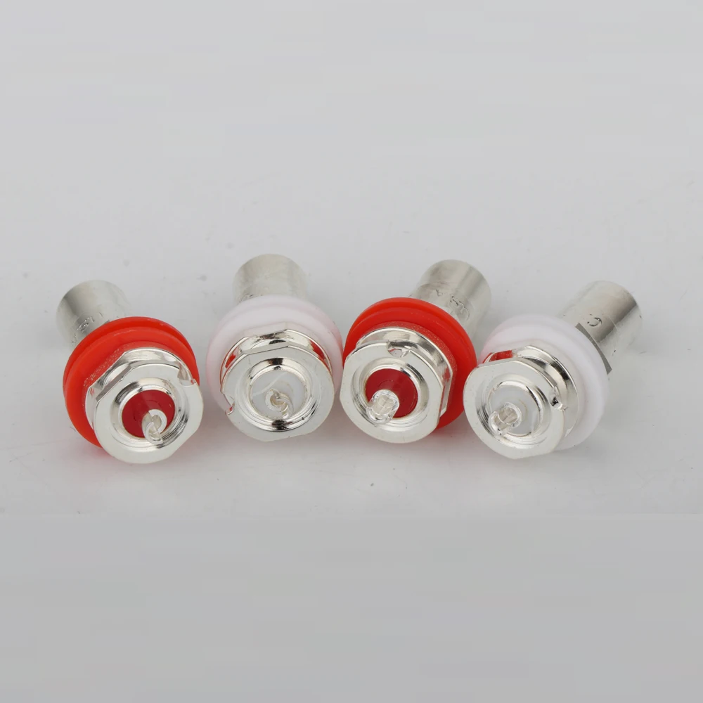 8Pcs RS3006 Silver Plated RCA Phono Chassis Panel Mount Female Socket Adapter