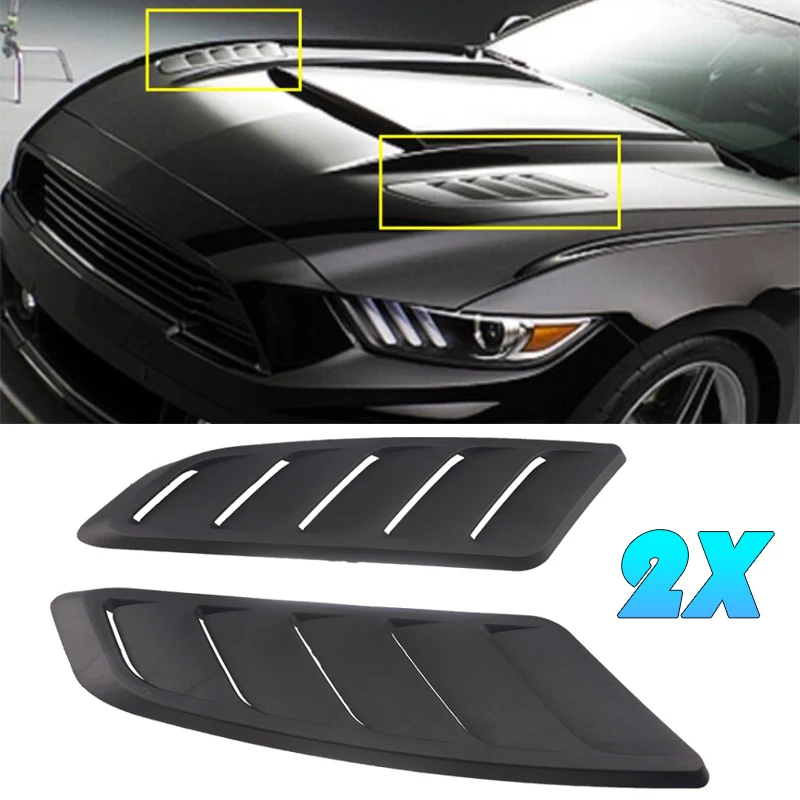 

2X Car Air Intake Scoop Bonnet Hood Vent Front Hood Vent Fit For Ford Mustang 2015-2017 Panel Trim