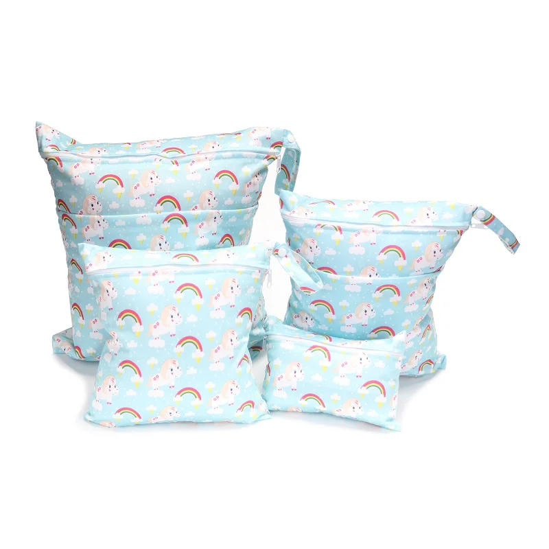 New 4 pcs Set waterproof diaper bag reusable  washable Zippered Wet Bag with Handle for Travel Beach Wet Swimwear Diapers