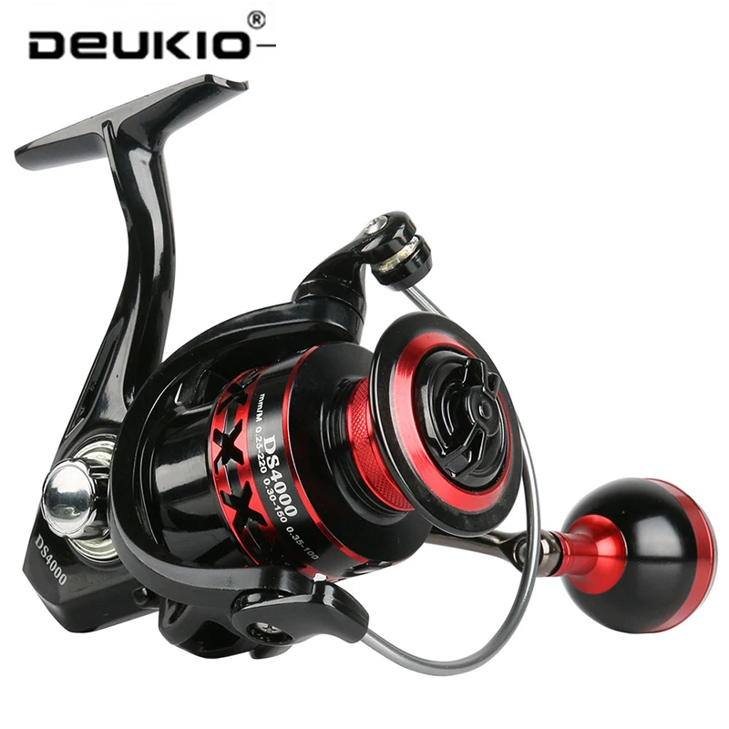 DEUKIO All Metal Fishing Reel Spool Spinning Reel 13Kg Max Drag 2+1BB 5:1 Aluminium Spool Spinning Wheel Carp Saltwater Fishing