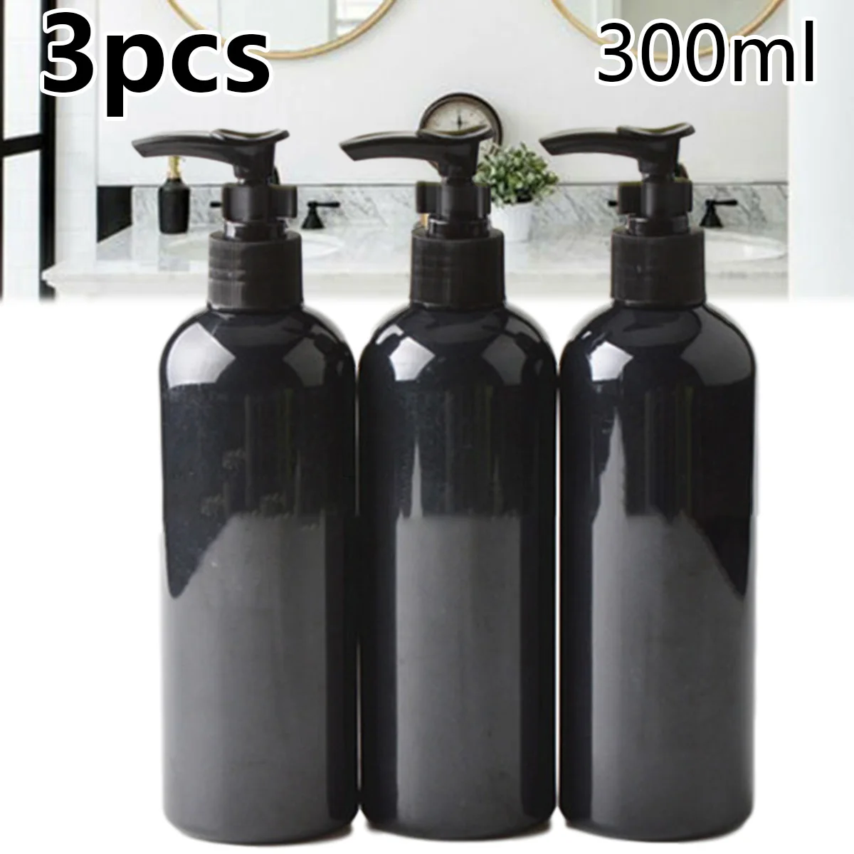 3pcs 300mL Empty Lotion Pump Bottle Pump Shampoo Soap Dispenser Refillable Water New Bathroom Portable Soap Dispensers