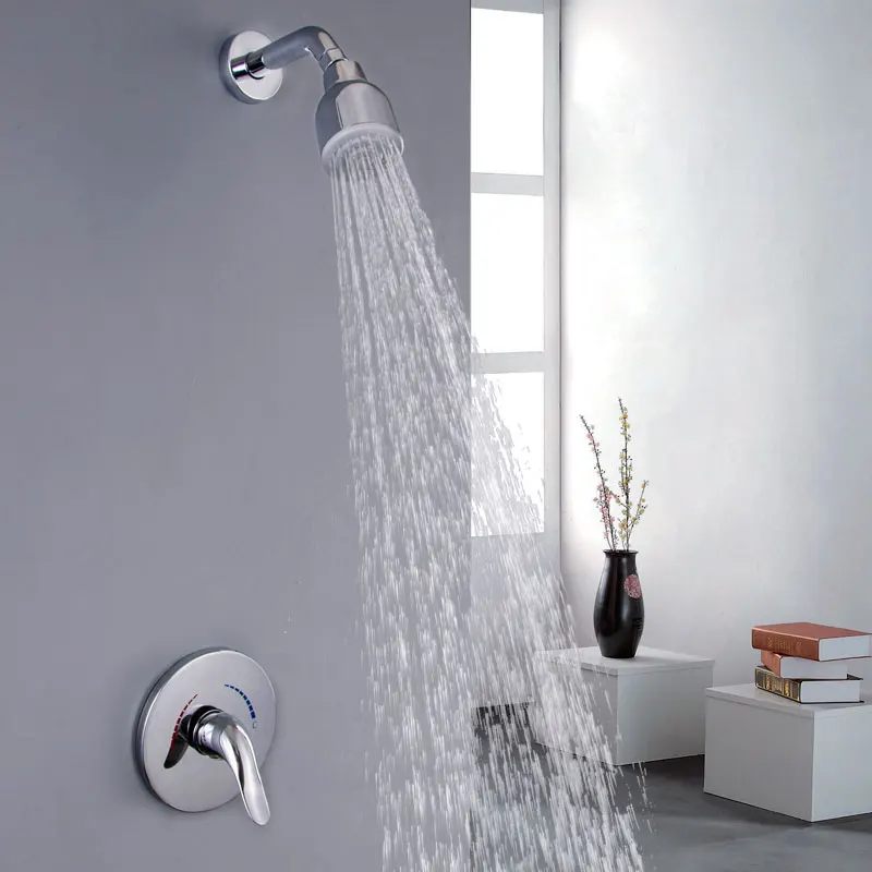 

Wall Mounted Bathroom Shower Faucet Set Concealed Rainfall Shower System Bathtub Shower Mixer Tap Combo Kit Faucet