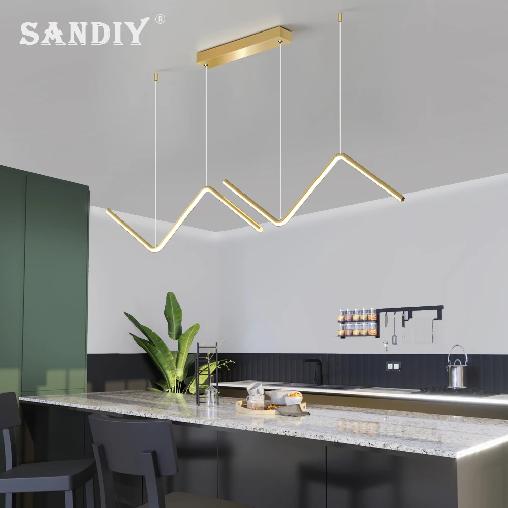 

SANDIY Dimmable Pendant Lamp Led Chandelier Dining Room Light Minimalist Long Hanging Light for Kitchen Bar Home Decor Luminarie