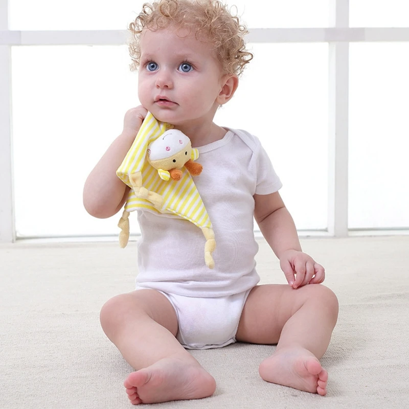 Handuk Penenang Bayi Lembut Boneka Hewan Lembut Teether Bayi Nyaman Tidur Menyusui Hadiah Mainan Selimut