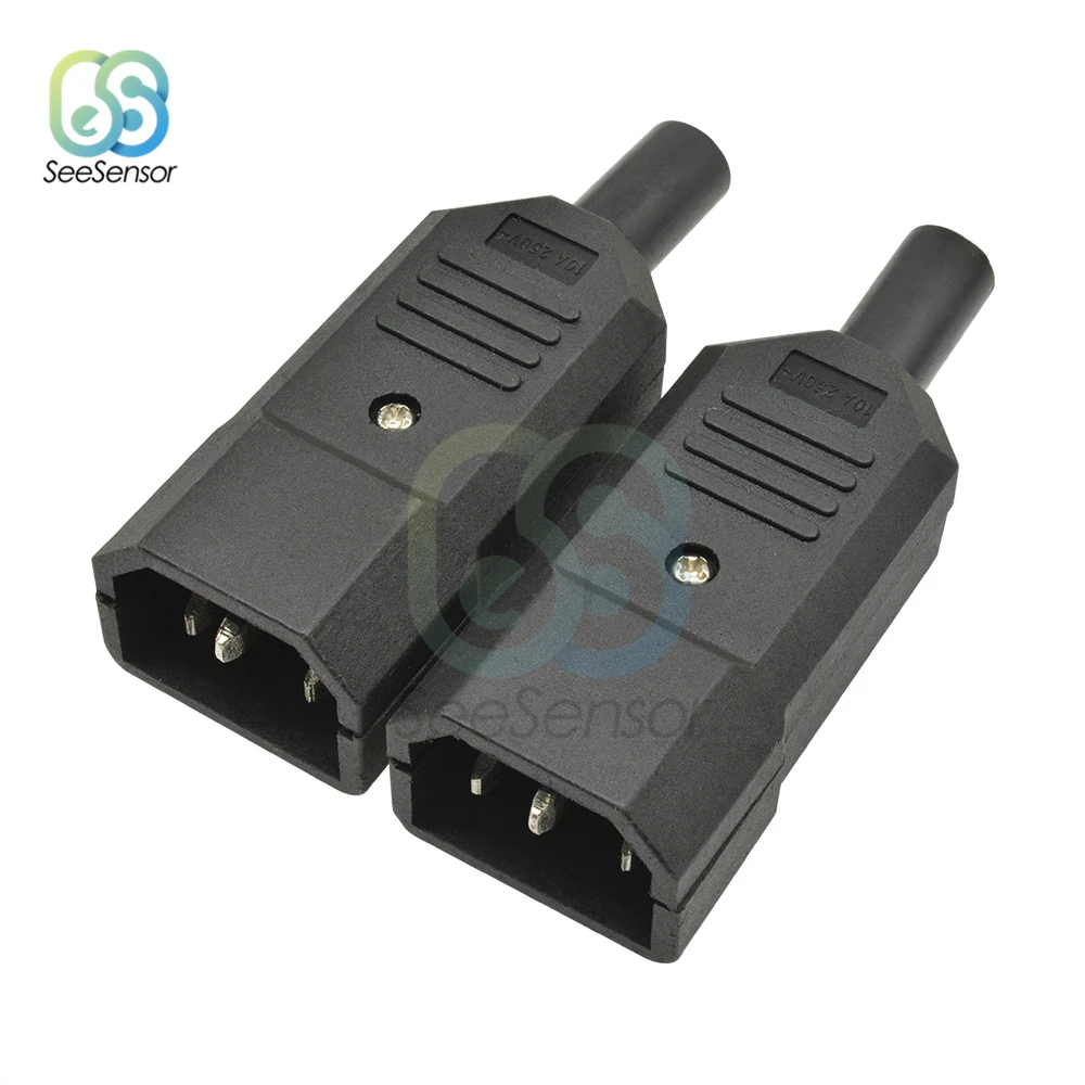IEC Cáp Thẳng Đầu Cắm C13 C14 Đen Nữ/Nam Cắm Rewirable Kết Nối Nguồn 3 Chấu AC Ổ Cắm 10A 250V