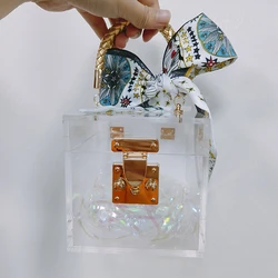 1Pcs Transparent Gift Box Handbag Wedding Baby Shower Birthday Chistmas Candy Acrylic Bridesmaid Girlfriend Lipgloss Packaging