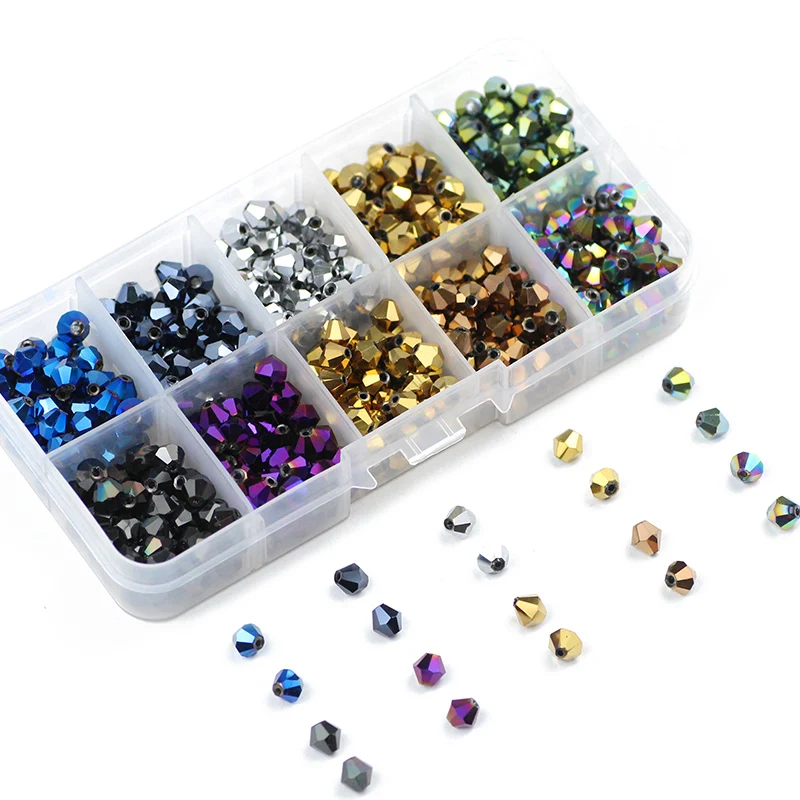 Bicone Austrian Crystal 3/4/6mm 500pcs Glass Spacer Loose Beads for Jewelry Making Bracelet Clothes Accessories DIY Kit Set Box