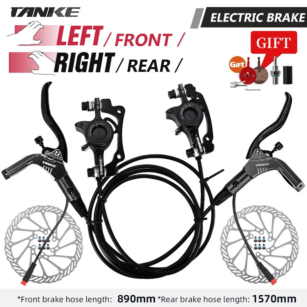 TANKE E-Bike MTB Hydraulische Schijfremset Elektrische E Scooter Power Control Shifter Fietsremmen 160mm rotoren Aluminiumlegering
