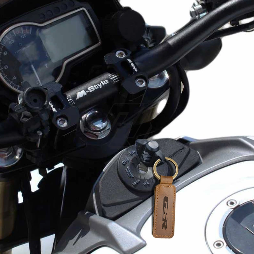 For Suzuki GSR GSR125 GSR250 GSR400 GSR600 GSR750 Models Motorcycle Keychain Cowhide Key Ring