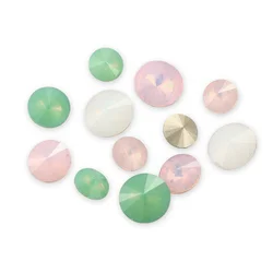 Astrobox Crystal Glass Round Rhinestones Opal Stone Rivoli For Clothing Loose Rhinestones Green Opal Gule On Garment DIY Stones