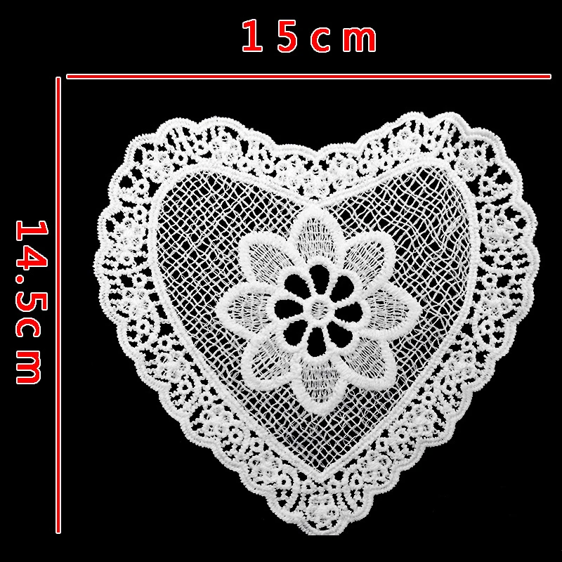 9 arten Herz Gestickt blumen drei-dimensionale hohlen stickerei patch Weiß Kragen Stoff Trim DIY Stickerei Spitze Stoff