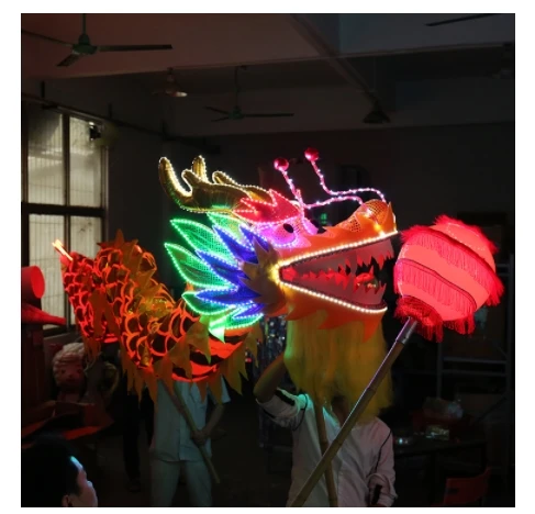 Led light up dragon dance costume lumious stage show chinese folk dragon dance prop