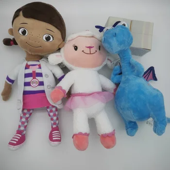 Jouets en peluche Doc McStuffins originaux, poupée douce pour enfants, Dragon bleu mignon et mouton Lambie pour fille à pois, cadeau d'anniversaire
