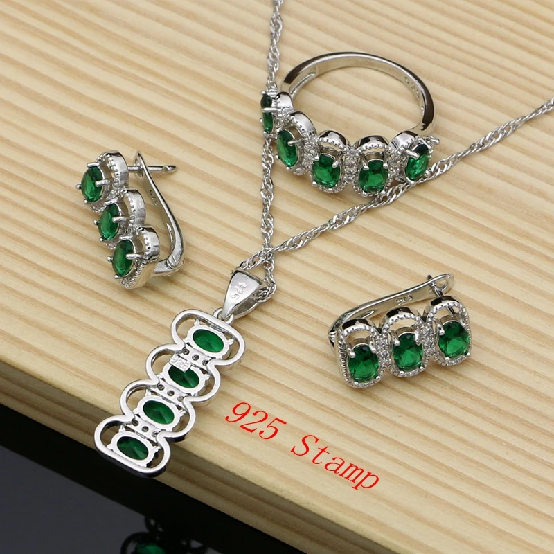 Geometric Zircon Crystal Women Wedding Necklace Earrings Ring Bridal Jewelry Set 925 Silver Bracelet Gift