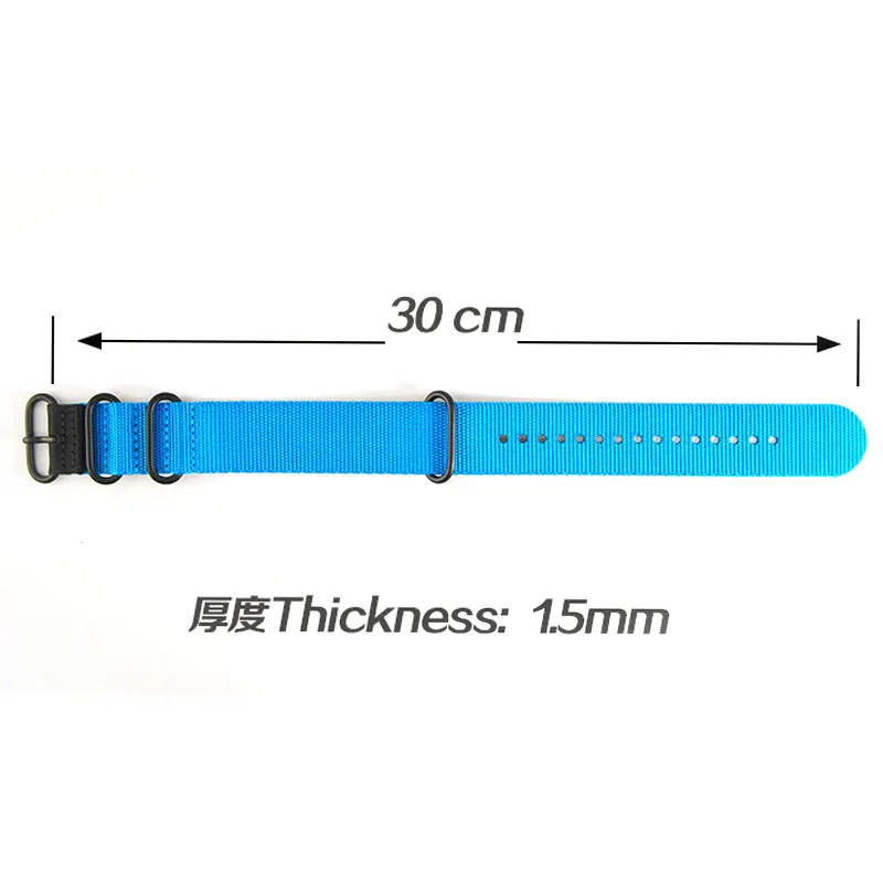 Correa de reloj táctica militar de nailon para buceo, resistente al agua, azul-negro, 24mm, 26mm