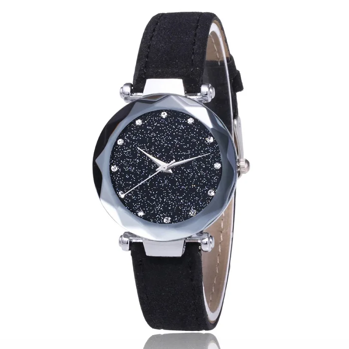 Vogue Crystal Women Watches Female Starry Sky Dial Leather Quartz Wrist Watch Montre Femme Nice Rhinestone Ladies reloj mujer