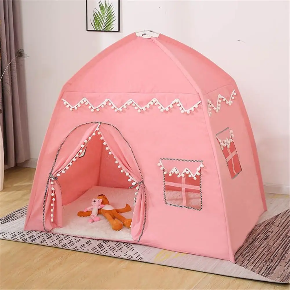 Tente de jeu pliable pour enfants, maison de grand espace, château de princesse rose, cabine, tente tipi pour enfants, cadeau d'anniversaire et de Noël