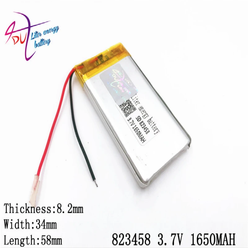 Batería de polímero de iones de litio 3,7, 1650 V, 823458 mAh, para tableta, pc, Banco de energía, pipo, cubo, teléfono móvil