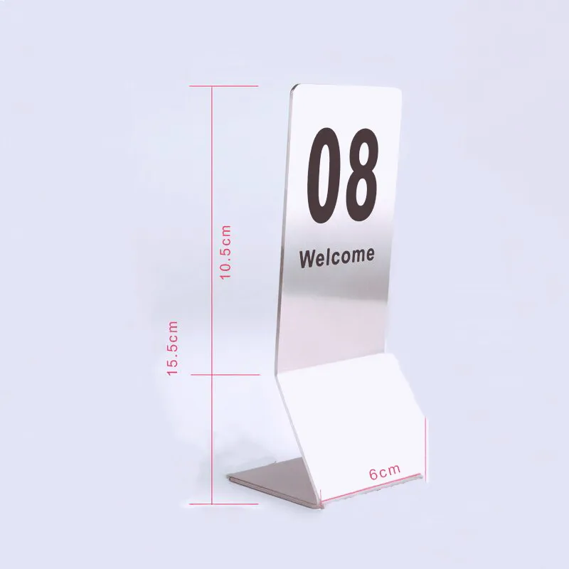 Free shipping Stainless steel Restaurant table number Digital Card seat card desk card display holder Hotel table menu cards