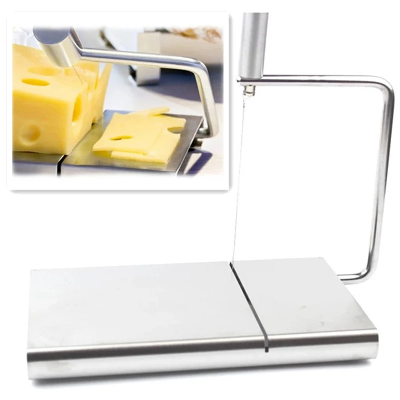 Stainless Steel Cheese Slicer Tofu Foie Gras Cutter Butter Cutting Board With Replacement Cutting Wire Kitchen Tools