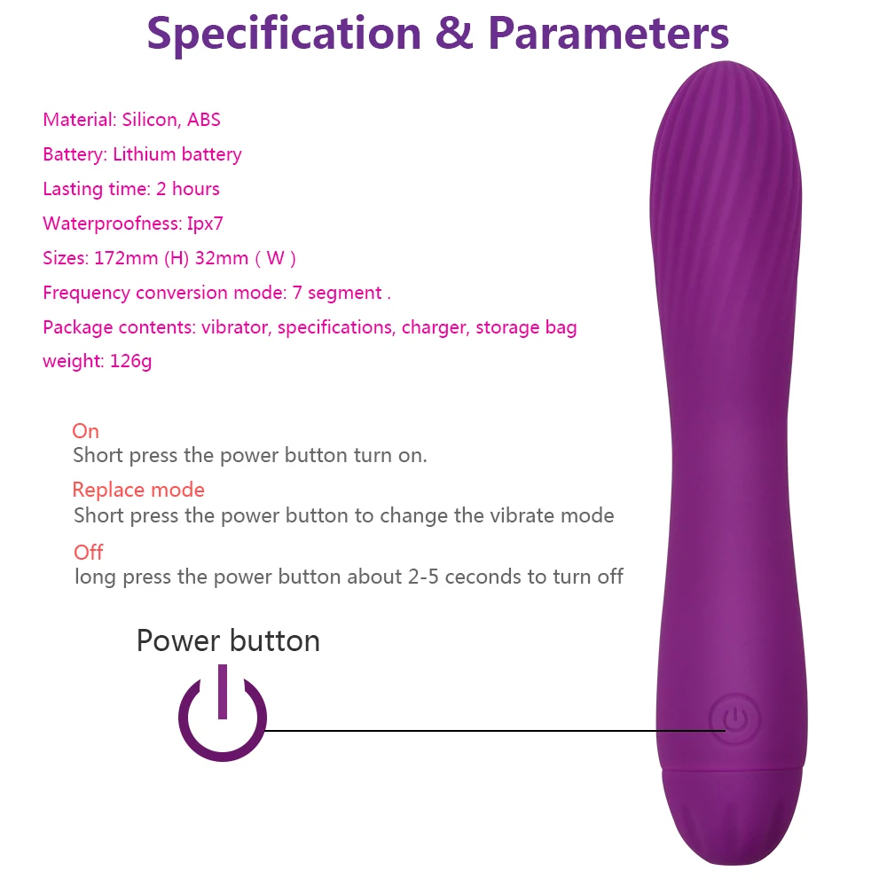 Waterproof Vibrator G Spot Vibrators Sex Toys for Women 7 Strong Patterns Rechargeable Personal Massager Effortless Insertion