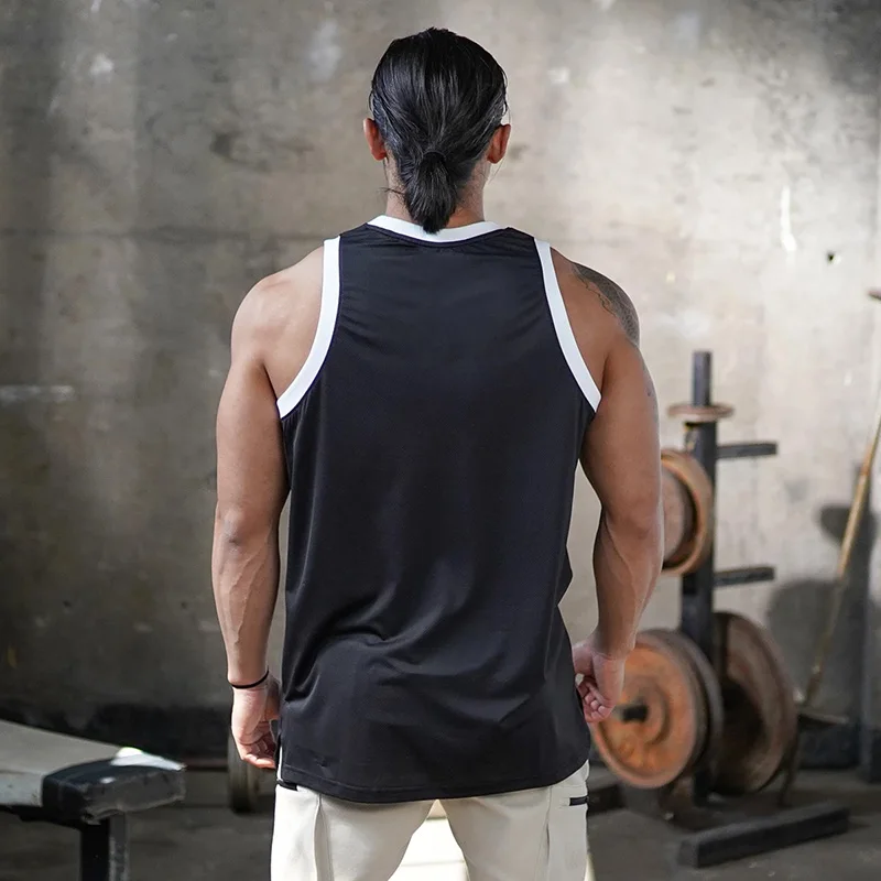 Camiseta sin mangas informal de malla para hombre, ropa de moda para musculación, chaleco elástico transpirable de secado rápido, para gimnasio