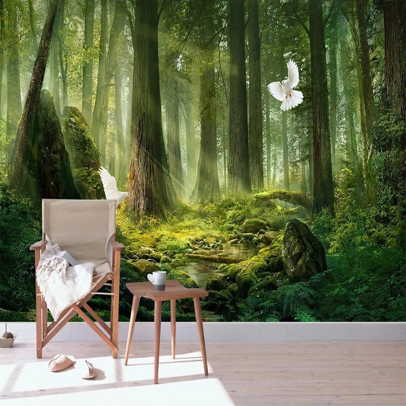 Custom 3D Wall Mural Wallpaper Landscape Bedroom Living Room TV Home Decor Wall Covering Papel De Parede Wallpaper Forest обои