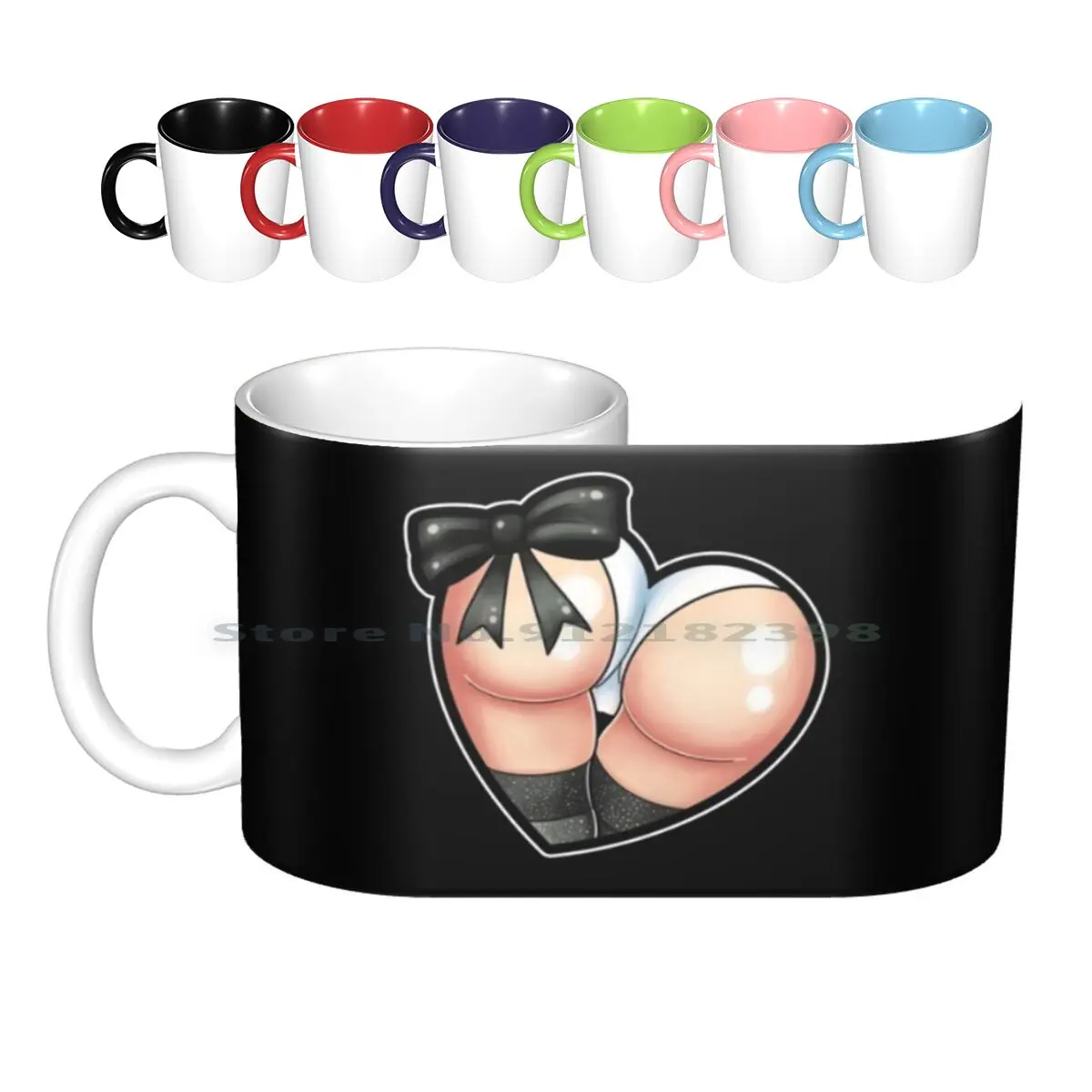 Booty Ceramic Mugs Coffee Cups Milk Tea Mug Nier Automata 2b A2 Booty Butt Ass Tattoo Kinky Yoko Taro Valentine Hentai