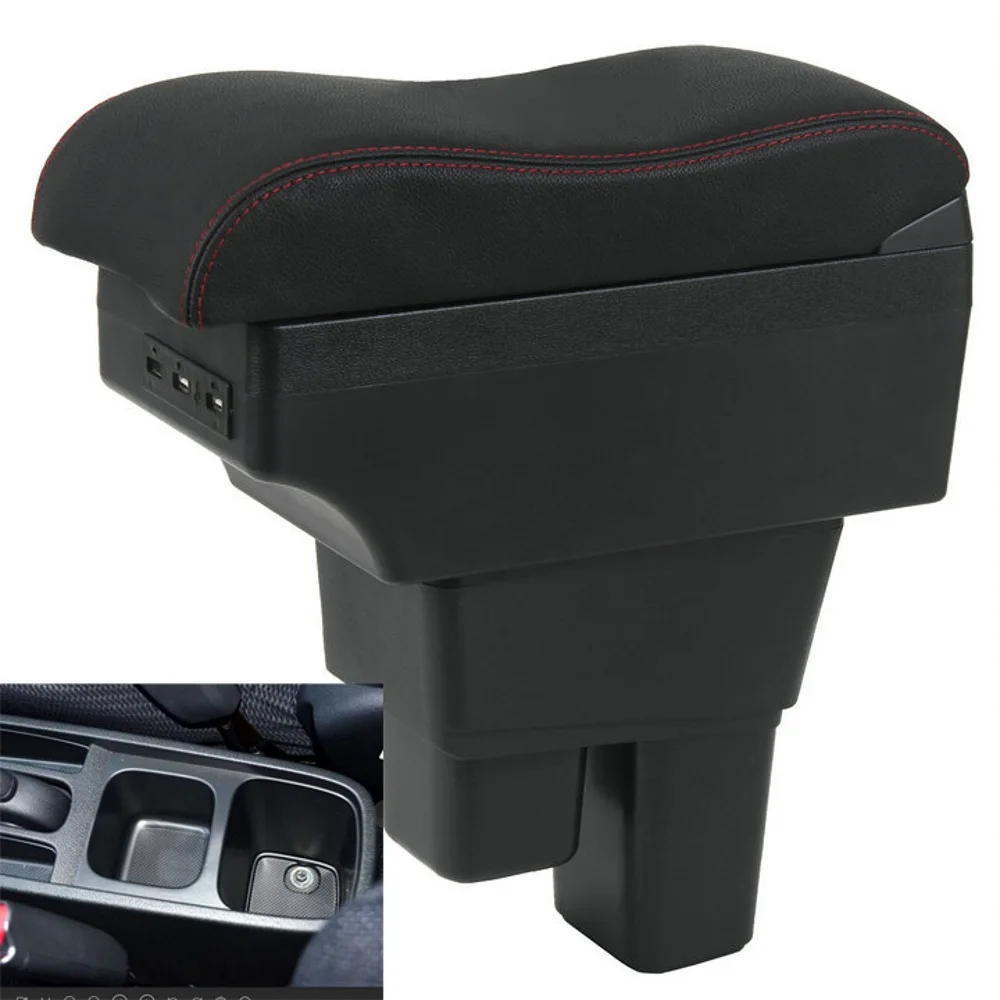 

For Honda Fit Jazz 2nd generation armrest box central Store content Storage box with cup holder ashtray USB interface 2008-2013