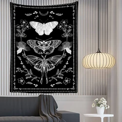 Tarot Gradient Tapestry Black And White Psychedelic Butterfly Home Decor Art Wall Hanging Hippie Bohemia