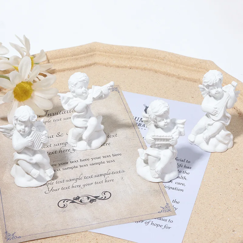 Mini Cherub Sculpture Plaster Mythology Head Small Angelet Photo Shoot Posing Background Ornaments for Photography Props