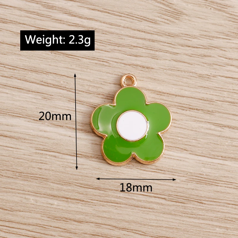 10 Stück 15x18mm Niedliche Bunte Emaille-Blumen-Anhänger für die Herstellung von Ohrringen, Halsketten, Armbändern, DIY-Handwerk und Schmuckzubehör – Detail 7