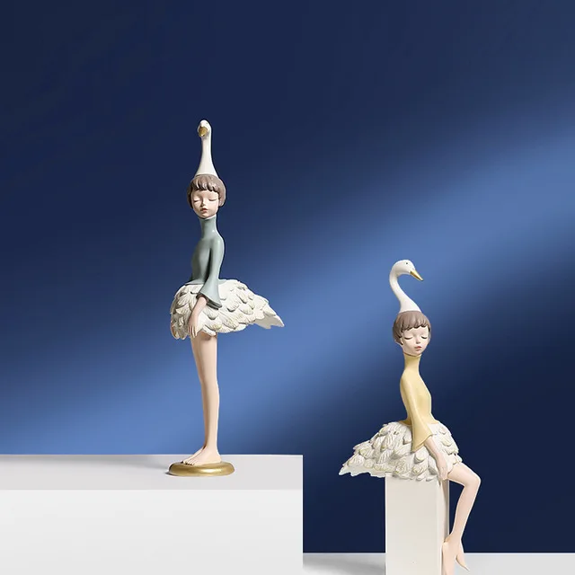 

European Cute Ballet Dancing Girl Resin Decoration Art Home Livingroom Desktop Sculpture Ornaments Store Table Figurines Display