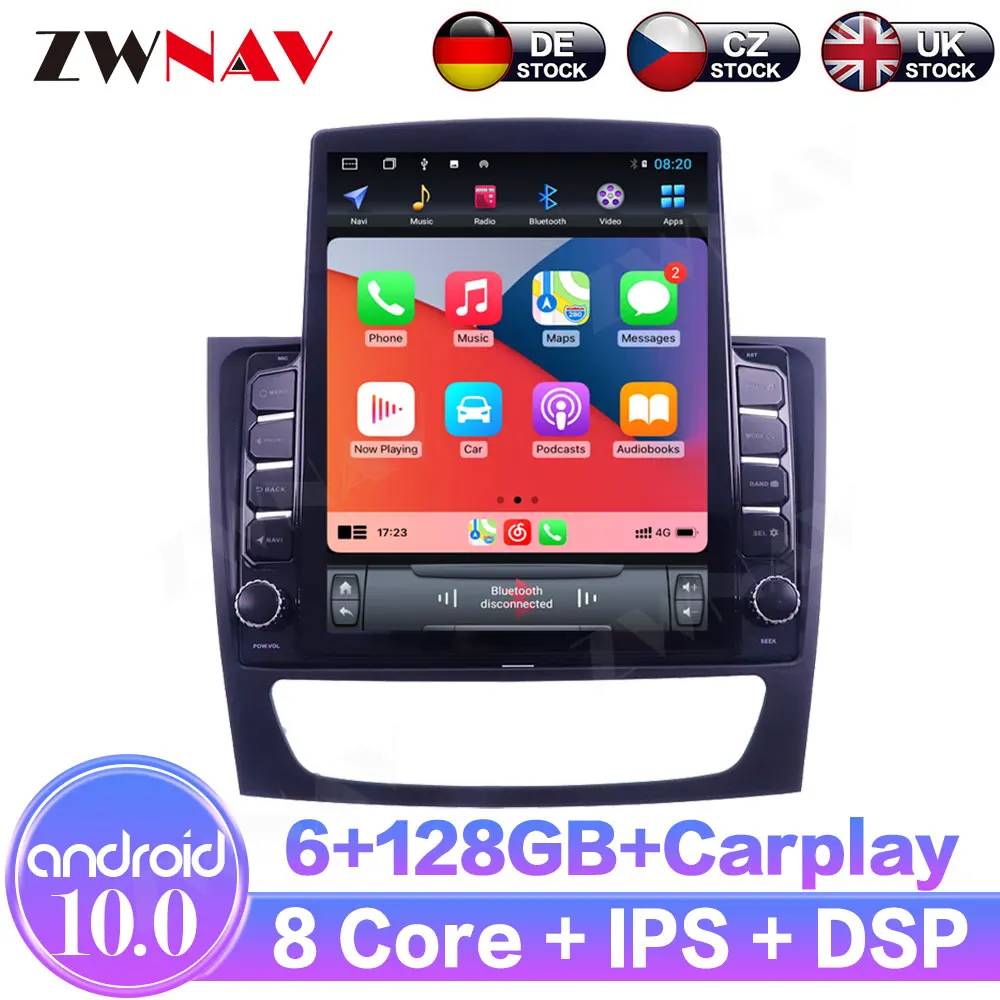 Android10.0 6+128GB For Benz E C-Class W211 IPS Touch Screen Receiver Car Multimedia Radio Player Car GPS Navigation DSP Carplay