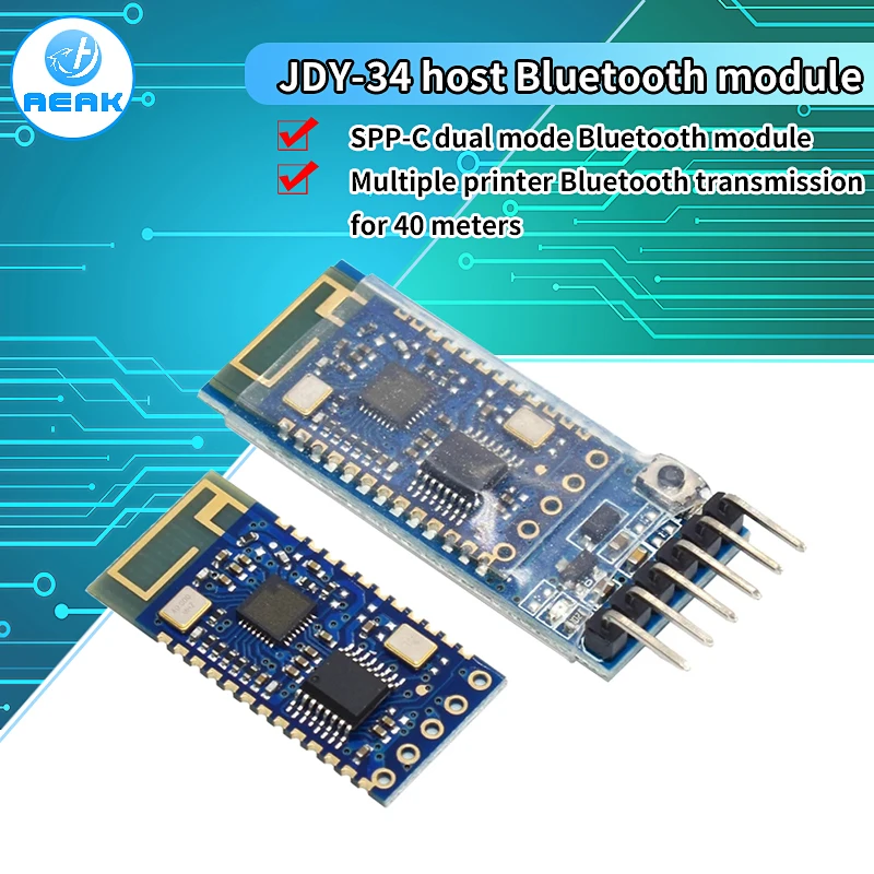 4.2 JDY-34 SPP-C host dual-mode 2.4G Bluetooth module 4DB printer supports multi-machine connection Compatible with HC-05 HC-06