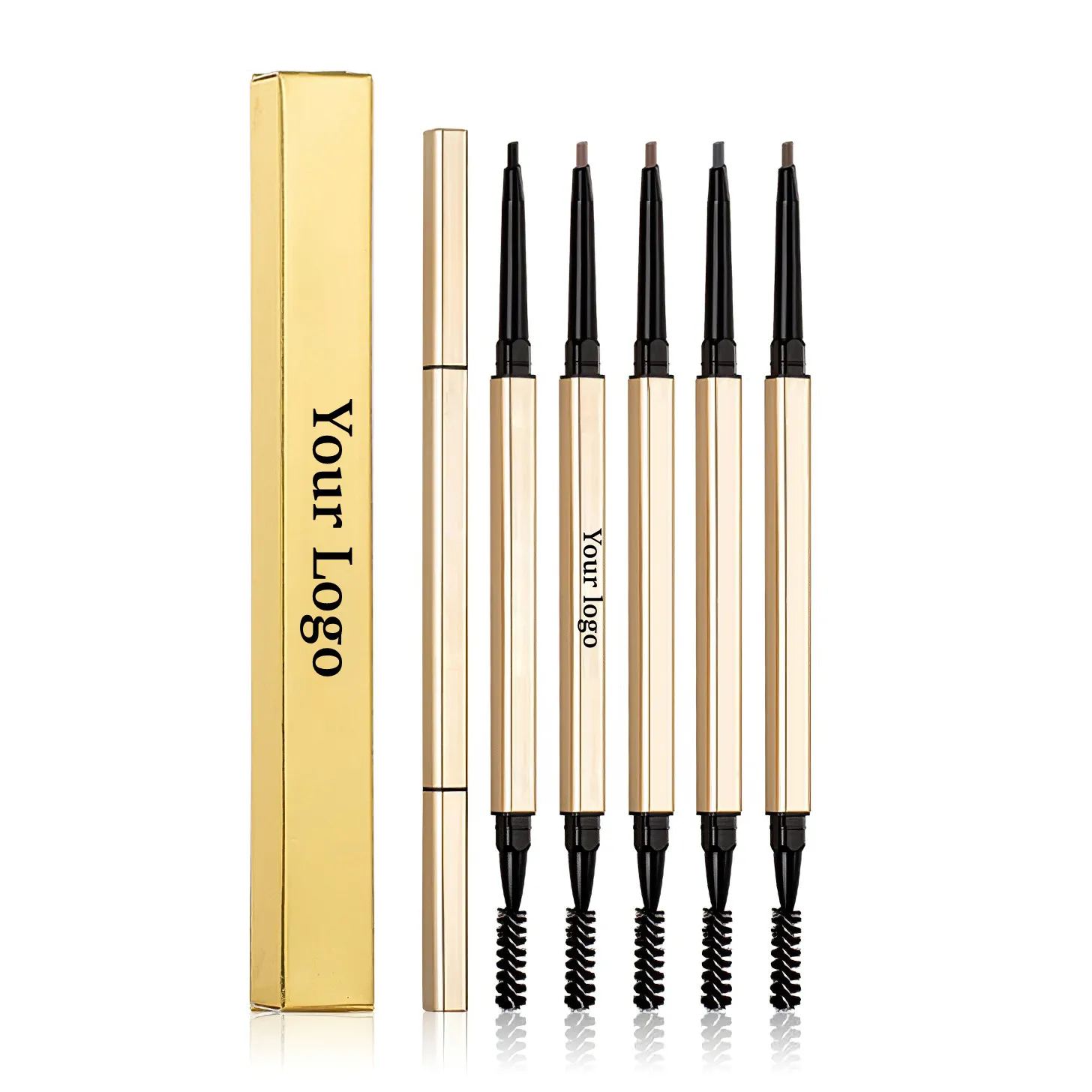 50pcs Private Label Cosmetics Eyebrow Pencil Brow Enhancers Waterproof Double-ended Brown Tint Shade Eyebrows Makeup Wholesale