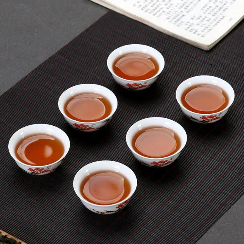 6 قطعة/المجموعة عالية الأبيض الصقيل الأسماك الميمون الخزف الكونغفو فنجان شاي ماستر كوب واحد وعاء الشاي المطبخ Teaware 35 مللي