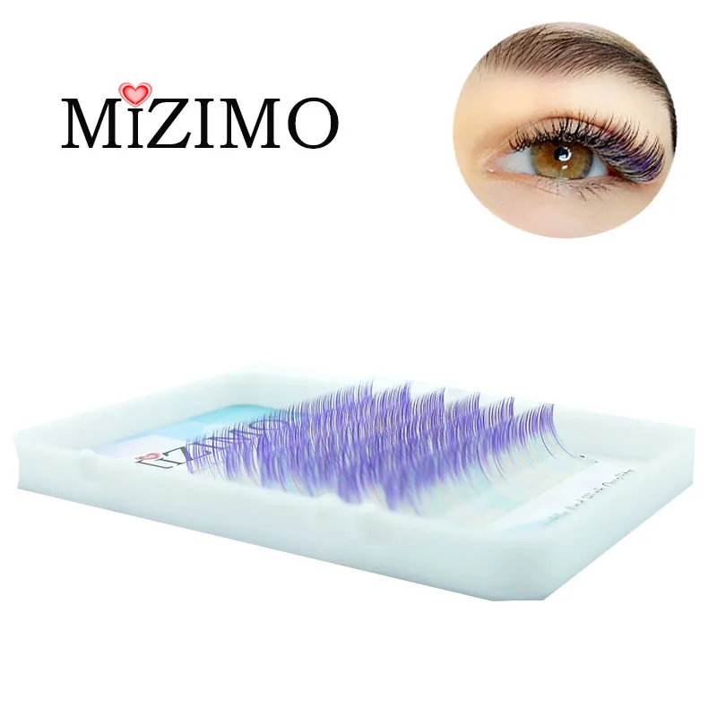 MIZIMO spersonalizowany kolor szczepione rzęsy niebieski fioletowy dwukolorowy sztuczny norek włosy ręcznie narzędzie do przedłużania rzęs