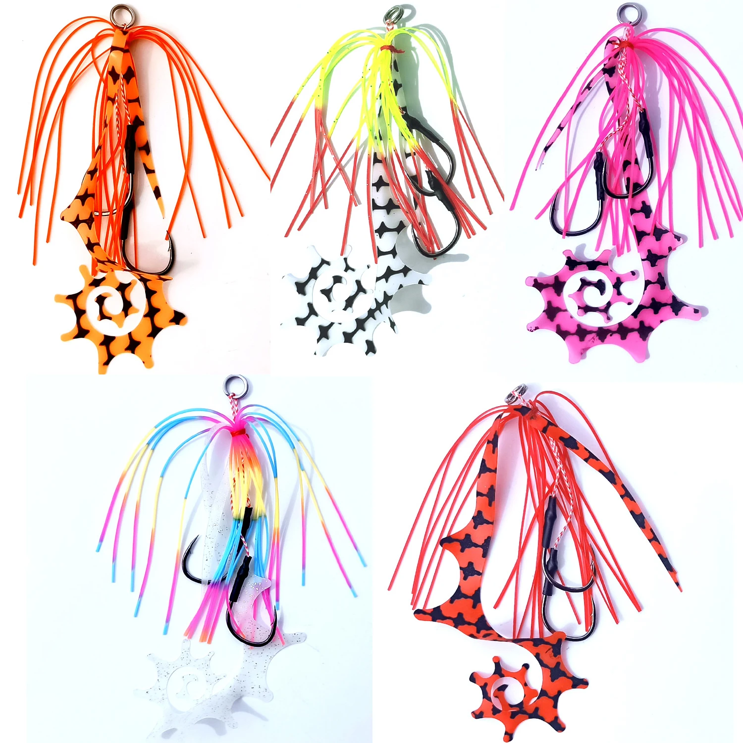 10pcs Kabura Snapper Silicone Skirt Assist hook jigging hook sea fishing hook Jig head fishing hook super strong