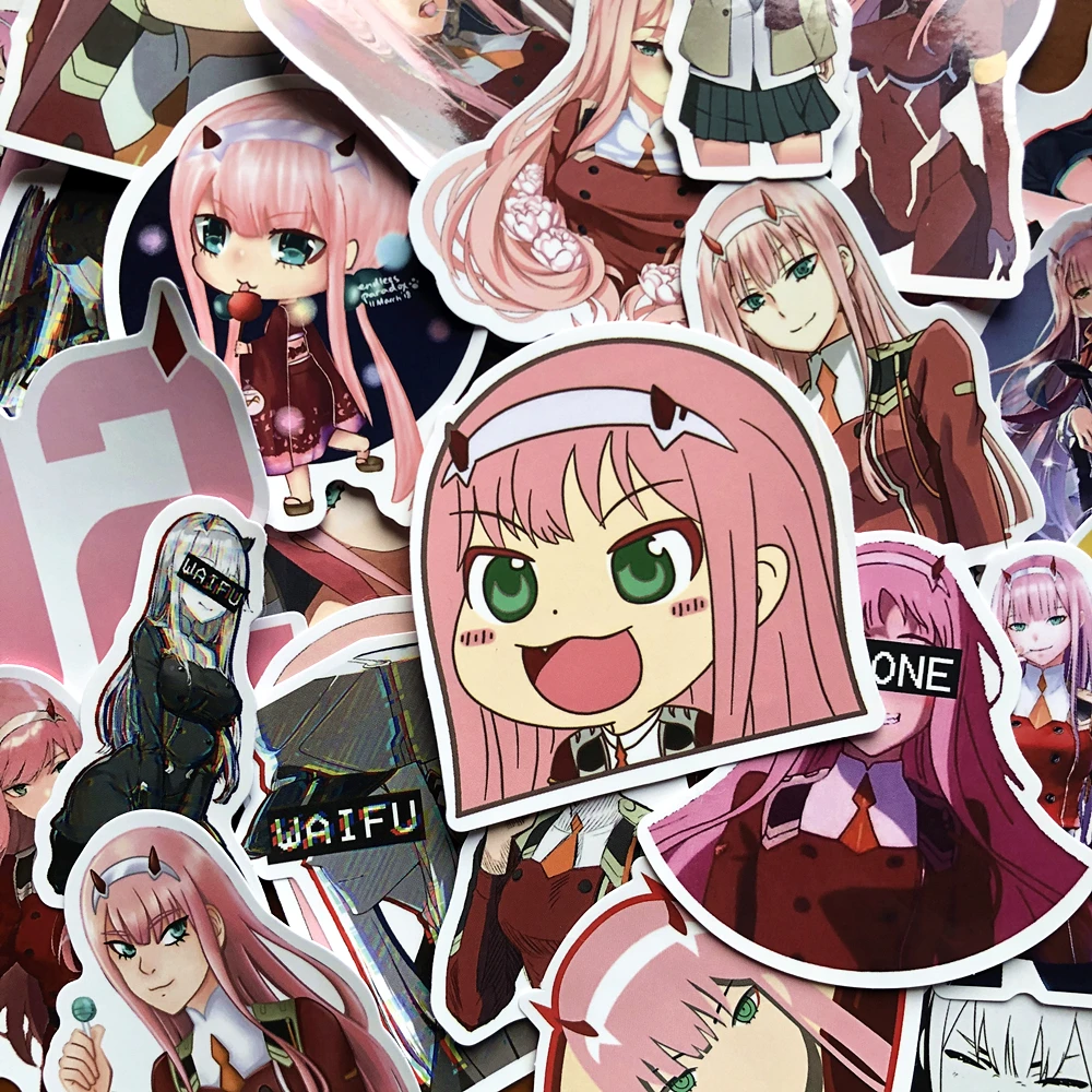 50Pcs DARLING In The FRANXX Anime Stickers ZERO TWO Scrapbooking Sticker for Laptop Skateboard Fridge Suitcase Toy Stickers