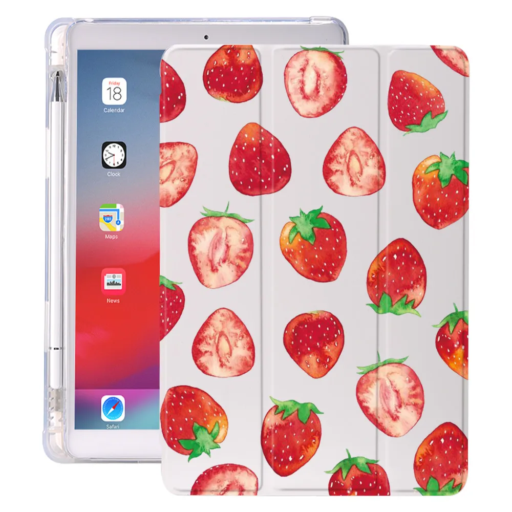 Imagem -02 - Morango Fruta para 10.2 Ipad Case ar Pro 10.9 2023 com Caneta Titular 7th 8th Geração 12.9 Pro 2023 Mini Silicone Case