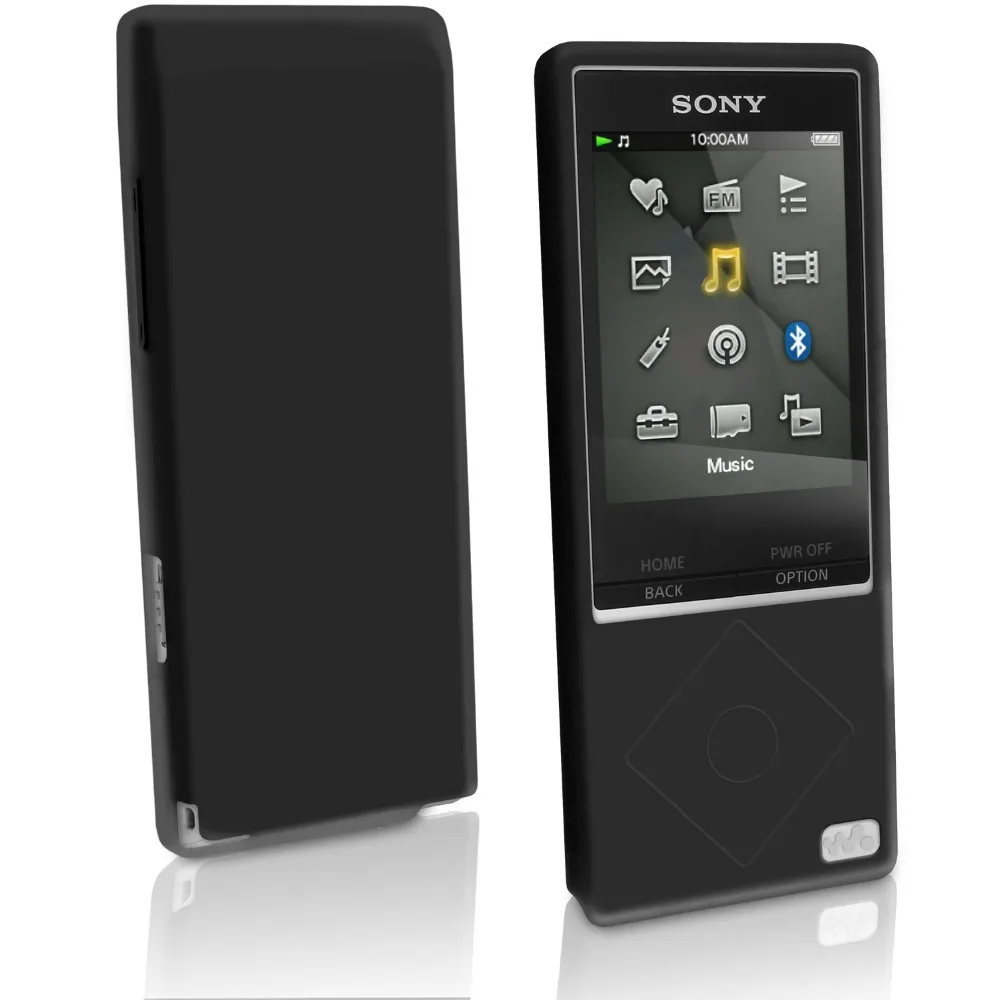 Rubber Gel Silicone Cover Case Back Skin Case For Sony Walkman NWZ A15 A17 A25 A27 with Protector Film and Hand Strap