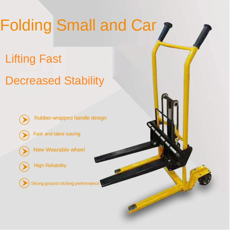 Small Hydraulic Manual Forklift Miniature Manual Stacker Lightweight Household Loading and Unloading Truck Lifting Truck 180Kg