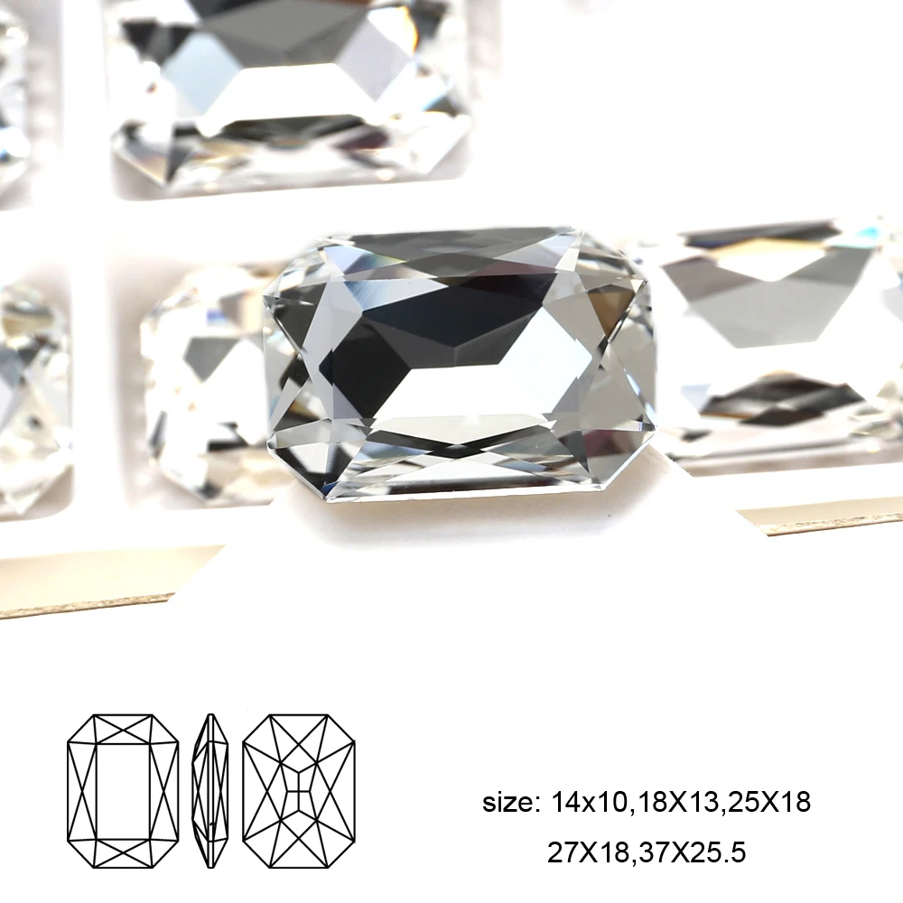 Rectangle Octagonal K9 Glass Crystal Rhinestons Strass Pointedback Diamond For Clothes Diy Nail Art Stones And Gems Applique