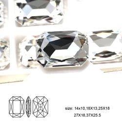 Rectangle Octagonal K9 Glass Crystal Rhinestons Strass Pointedback Diamond For Clothes Diy Nail Art Stones And Gems Applique