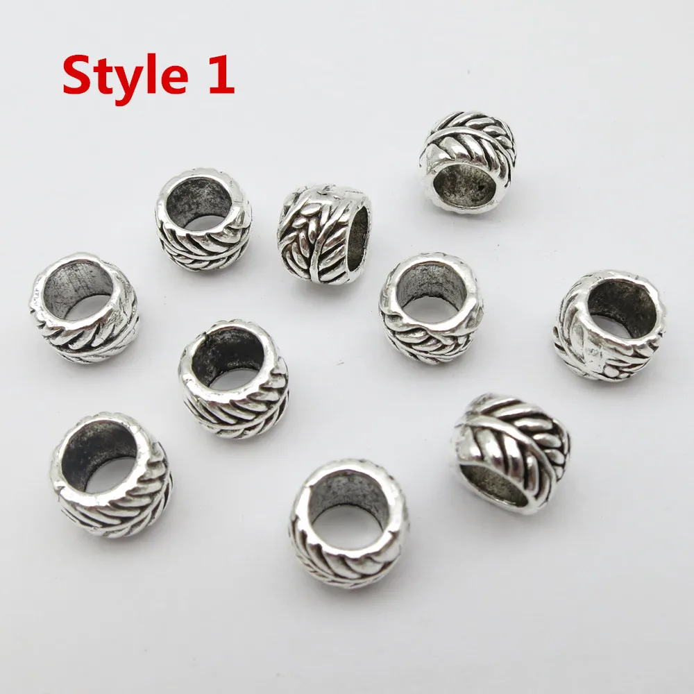 10pcs-20pcs metal viking rune hair braid dread dreadlock beard beads rings tube approx 5.5mm inner hole for hair accessories