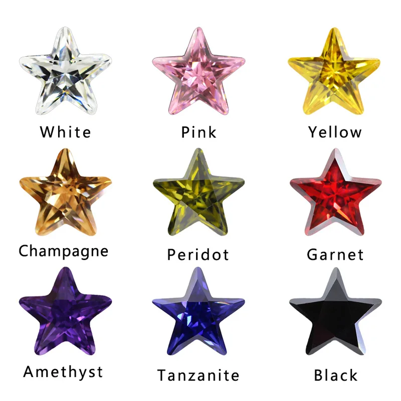 5A colori misti a forma di stella 3 x3 ~ 10x10 taglio brillante CZ pietra gemme sintetiche Cubic Zirconia per gioielli