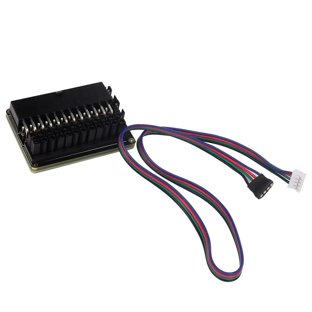 RGB LED ATX 24Pin Male to Female 90 Degree Power Adapter for Desktop PC Mainboard Motherboard Supply