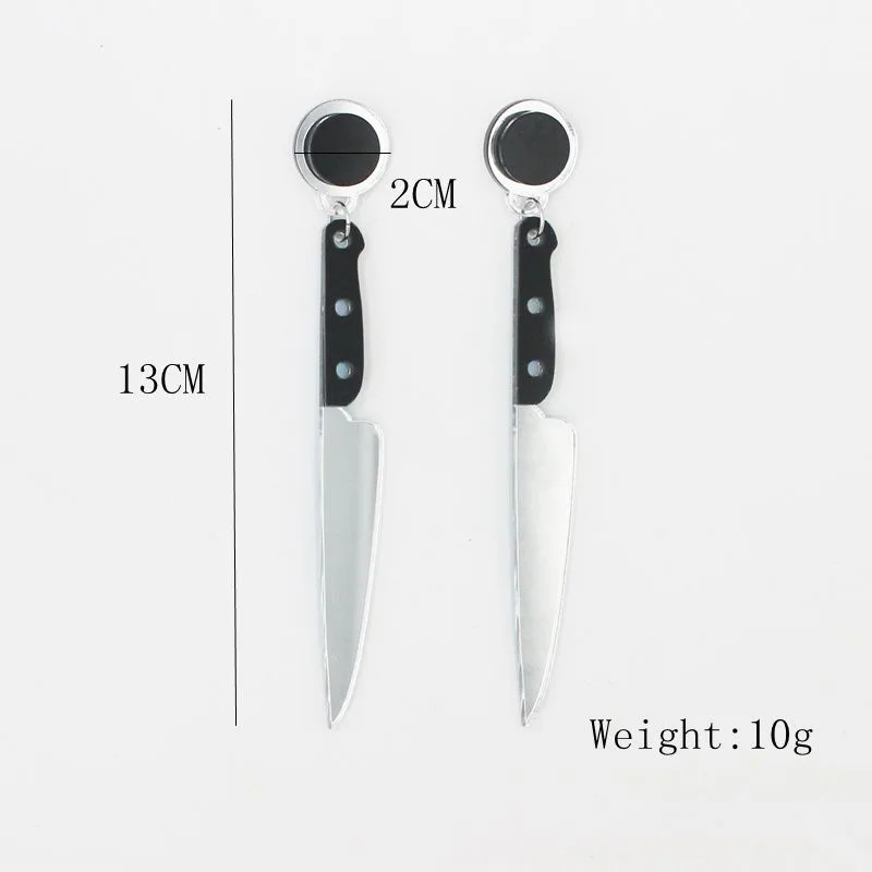 Creative DIY Emulational Fruit Knife Earrings Student Children Spoof Prank Jewelry Exaggerated Funny Long Pocket Knife Eardrop